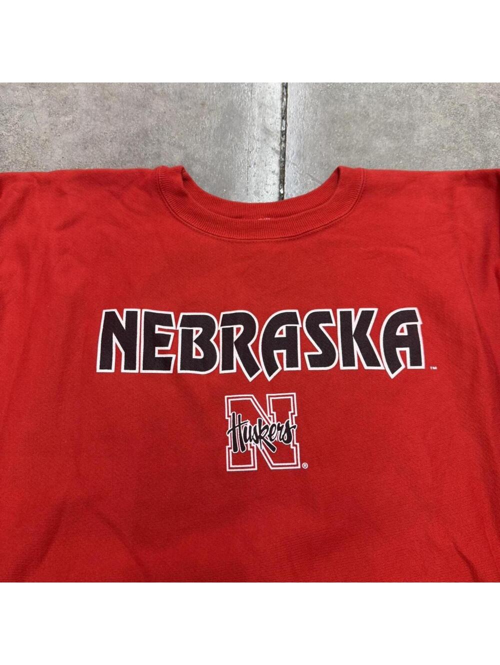 vintage champion reverse weave university of nebraska huskers red crewneck - Picture 2 of 3